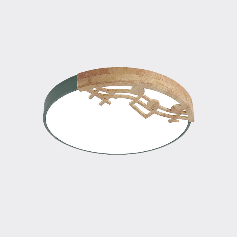 Modern Led Ceiling Lamp With Acrylic Shade: Green/White/Gray Round Flush Light For Bedroom