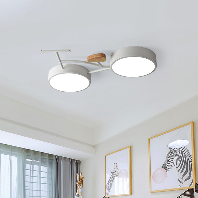 Modern Led Ceiling Light With Creative Bike Acrylic Shade For Bedroom In Gray/White/Green White