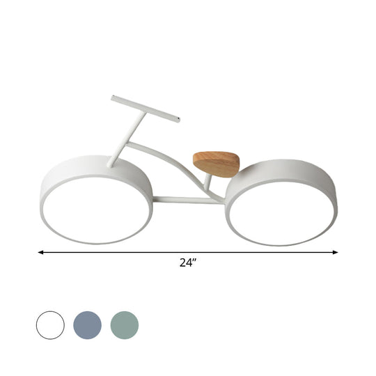 Modern Led Ceiling Light With Creative Bike Acrylic Shade For Bedroom In Gray/White/Green