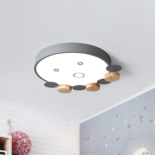 Octopus - Shaped Led Ceiling Light In Gray/White/Green For Kids’ Bedroom