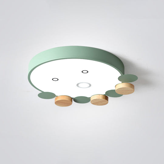 Octopus - Shaped Led Ceiling Light In Gray/White/Green For Kids’ Bedroom