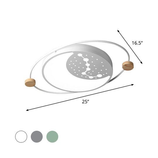 Creative Acrylic Led Flushmount Lighting: Gray/Green/White Ceiling Light With Star Pattern
