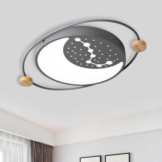Creative Acrylic Led Flushmount Lighting: Gray/Green/White Ceiling Light With Star Pattern Grey