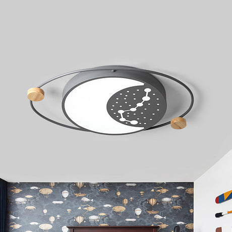 Creative Acrylic Led Flushmount Lighting: Gray/Green/White Ceiling Light With Star Pattern