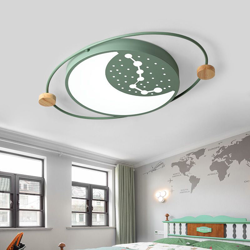 Creative Acrylic Led Flushmount Lighting: Gray/Green/White Ceiling Light With Star Pattern