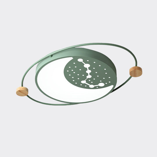 Creative Acrylic Led Flushmount Lighting: Gray/Green/White Ceiling Light With Star Pattern