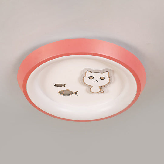 Ultrathin Ceiling Flush Light For Kids Bedroom - Acrylic Led Lamp In White With Cute Cartoon Design