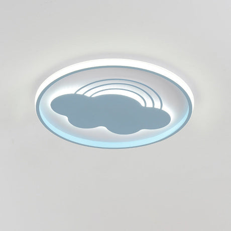 Extra Thin Iron Ceiling Lamp: Cartoon Pink/Blue Led Flush Mount Light For Kindergarten