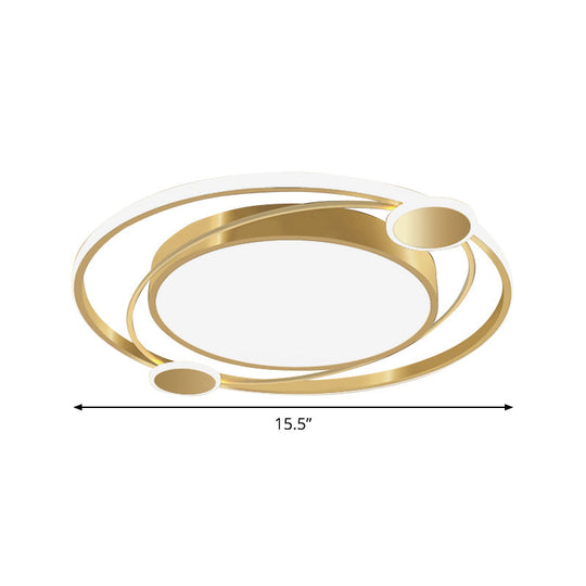 Gold Orbit Planet Led Ceiling Flush Light For Kids - Warm/White