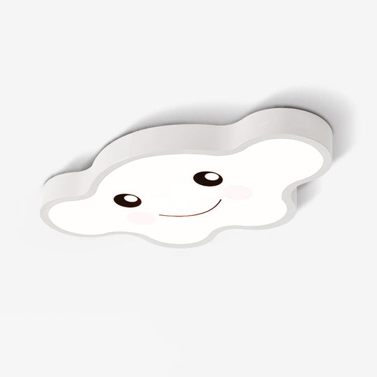 Children’s Led Ceiling Light For Kids Bedroom - Cartoon Smile/Dog Design White/Pink/Blue Flush