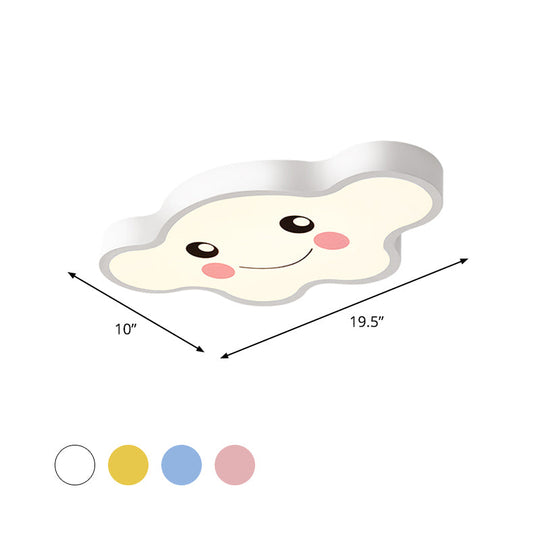 Children’s Led Ceiling Light For Kids Bedroom - Cartoon Smile/Dog Design White/Pink/Blue Flush