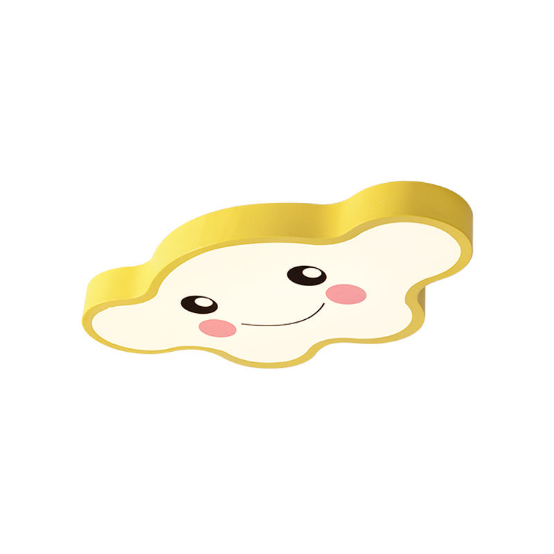 Children’s Led Ceiling Light For Kids Bedroom - Cartoon Smile/Dog Design White/Pink/Blue Flush