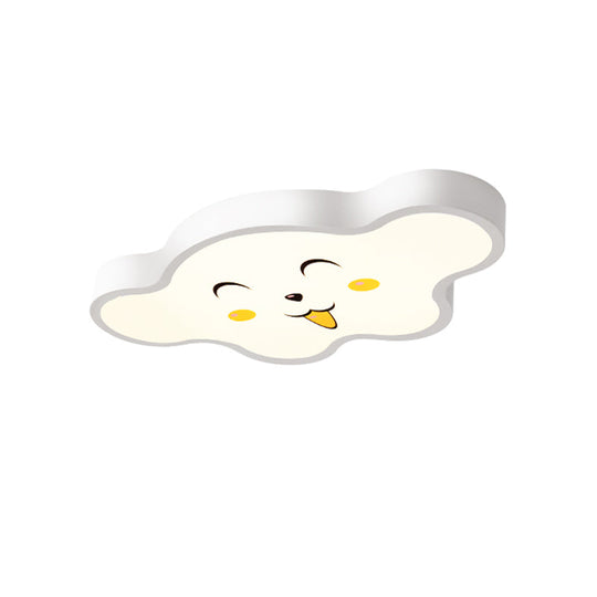 Children’s Led Ceiling Light For Kids Bedroom - Cartoon Smile/Dog Design White/Pink/Blue Flush