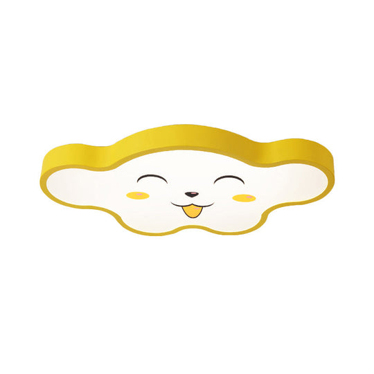 Children’s Led Ceiling Light For Kids Bedroom - Cartoon Smile/Dog Design White/Pink/Blue Flush
