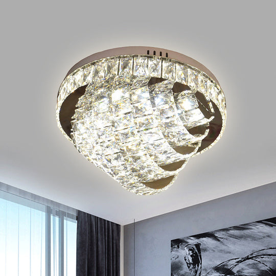 Led Flushmount Crystal Ceiling Lamp - 18/22 Simple Style Chrome Finish / 18