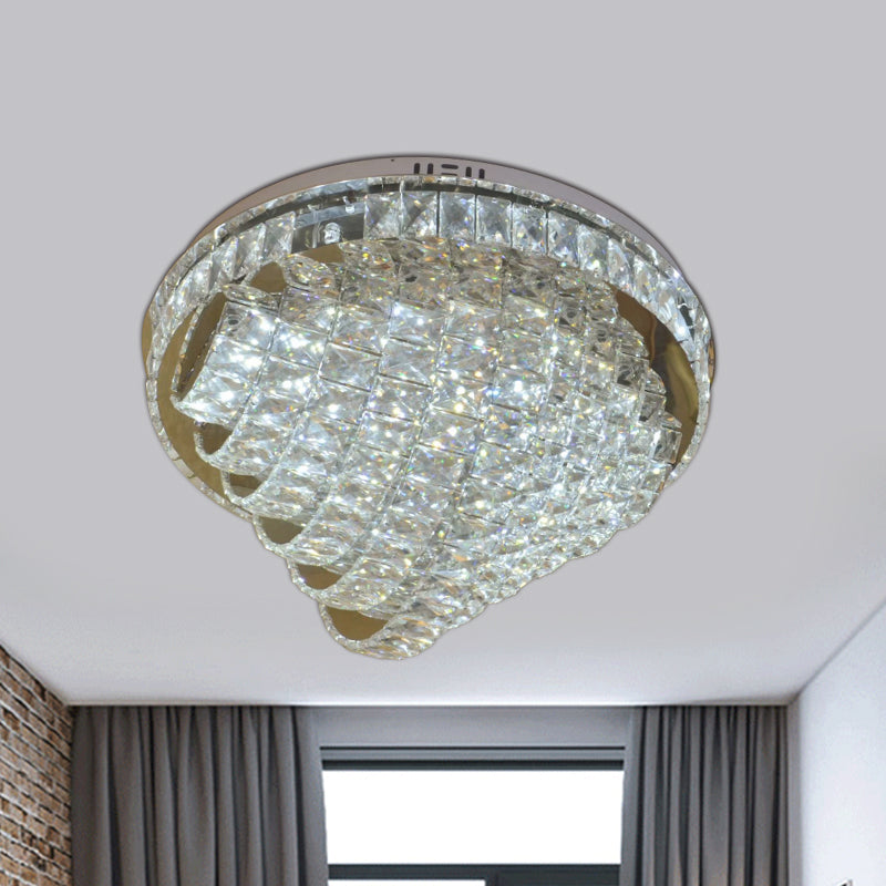 Led Flushmount Crystal Ceiling Lamp - 18/22 Simple Style Chrome Finish / 22