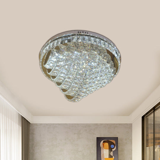 Led Flushmount Crystal Ceiling Lamp - 18/22 Simple Style Chrome Finish