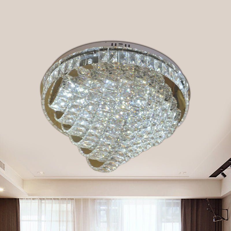 Led Flushmount Crystal Ceiling Lamp - 18’/22’ Simple Style Chrome Finish