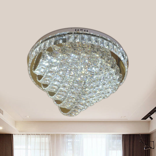 Led Flushmount Crystal Ceiling Lamp - 18/22 Simple Style Chrome Finish