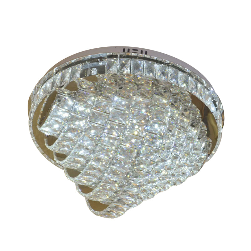Led Flushmount Crystal Ceiling Lamp - 18/22 Simple Style Chrome Finish