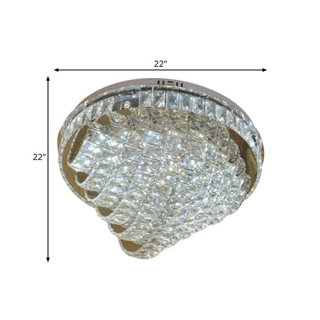 Led Flushmount Crystal Ceiling Lamp - 18/22 Simple Style Chrome Finish