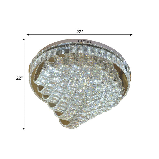 Led Flushmount Crystal Ceiling Lamp - 18/22 Simple Style Chrome Finish
