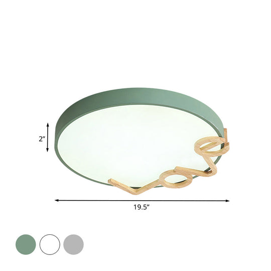 Love-Shape Wood Deco Led Flush Mount Lamp In 3 Colors