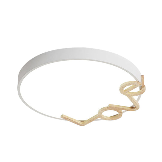 Love - Shape Wood Deco Led Flush Mount Lamp In 3 Colors