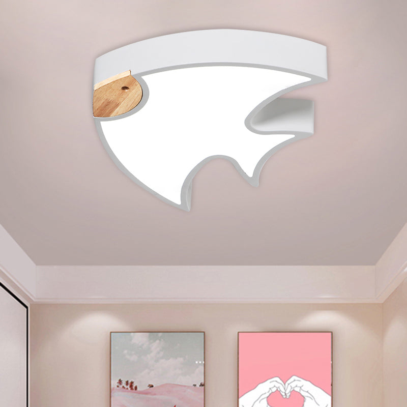 Nordic Led Fish-Shaped Flush Lamp For Bedroom In White/Grey/Pink Acrylic White