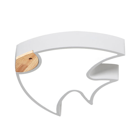 Nordic Led Fish-Shaped Flush Lamp For Bedroom In White/Grey/Pink Acrylic