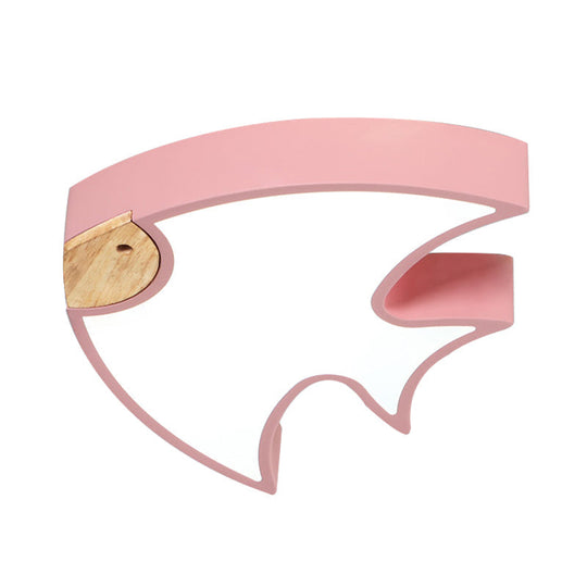 Nordic Led Fish-Shaped Flush Lamp For Bedroom In White/Grey/Pink Acrylic