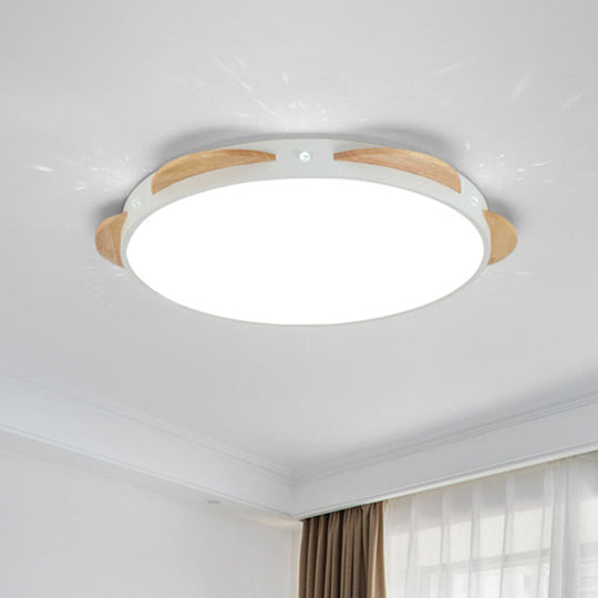 Macaron Flower Flush Mount Led Ceiling Light Fixture - White/Green/Blue And Wood White