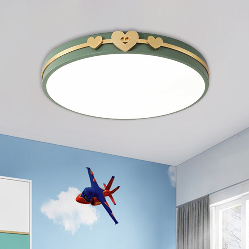 Nordic Circular Flush Lamp: Acrylic Led Bedroom Lighting In Elegant White/Black/Grey With Gold Heart