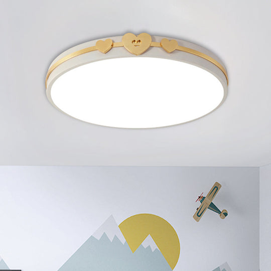 Nordic Circular Flush Lamp: Acrylic Led Bedroom Lighting In Elegant White/Black/Grey With Gold Heart