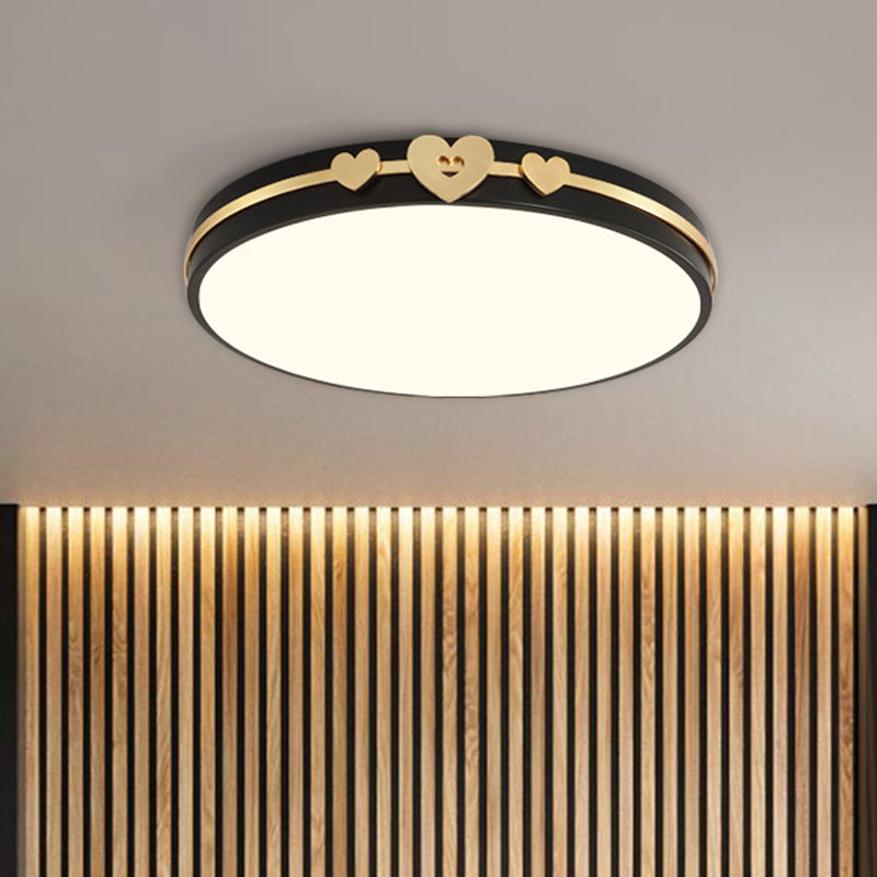 Nordic Circular Flush Lamp: Acrylic Led Bedroom Lighting In Elegant White/Black/Grey With Gold Heart