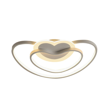 Nordic Led Ceiling Flush Light With Dual Loving Heart Frame In White Pink Or Blue Acrylic Shade