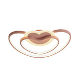 Nordic Led Ceiling Flush Light With Dual Loving Heart Frame In White Pink Or Blue Acrylic Shade