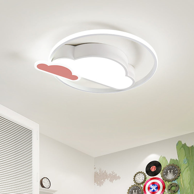 Cloud Shaped Led Nordic Flush Mount Ceiling Lamp In White/Pink For Bedroom White