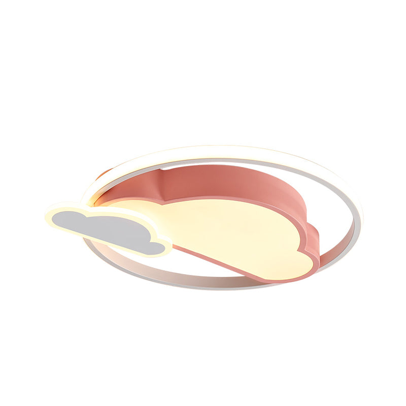 Cloud Shaped Led Nordic Flush Mount Ceiling Lamp In White/Pink For Bedroom