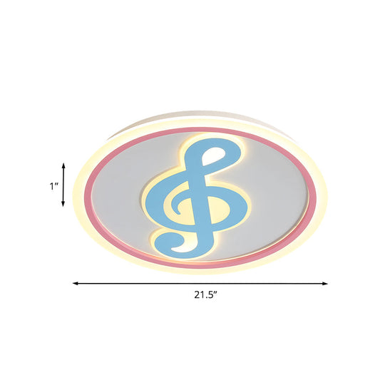 Modern Led Acrylic Flush Light - Blue Music Note Shaped Ceiling Lamp In White/Warm