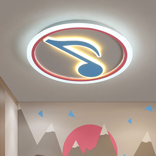 Modern Led Acrylic Flush Light - Blue Music Note Shaped Ceiling Lamp In White/Warm / Warm C