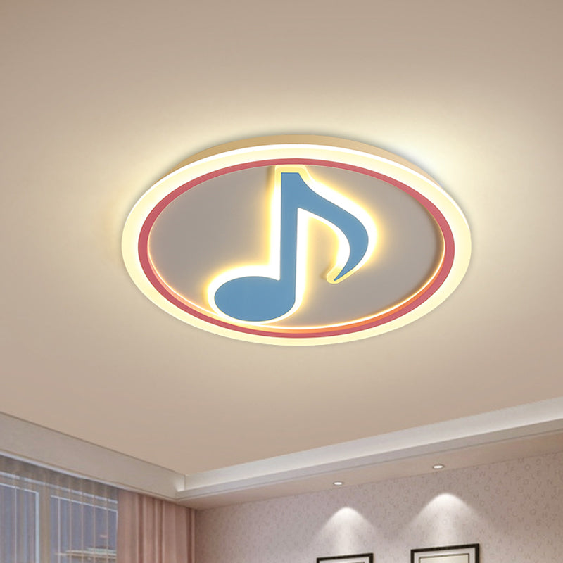 Modern Led Acrylic Flush Light - Blue Music Note Shaped Ceiling Lamp In White/Warm