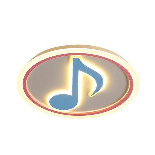 Modern Led Acrylic Flush Light - Blue Music Note Shaped Ceiling Lamp In White/Warm