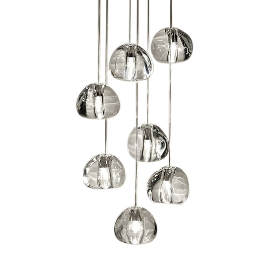 Irregular Crystal Ball Pendant Light With 5/7 Lights For Minimalistic Living Room Decor