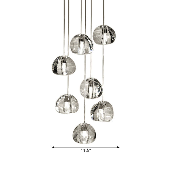 Irregular Ball Crystal Pendant Light - 5/7 Lights Cluster For Living Room Minimal Clear Hanging