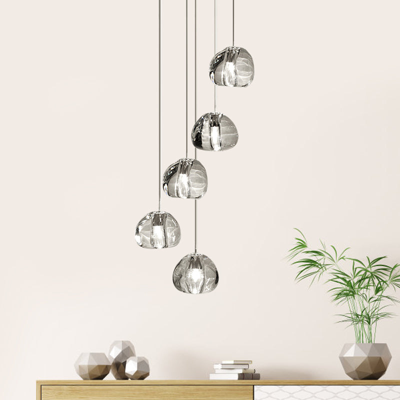 Irregular Crystal Ball Pendant Light With 5/7 Lights For Minimalistic Living Room Decor