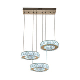 Bronze Ring Crystal Pendant Ceiling Light With Led - Multi-Bulb Dining Room Lamp