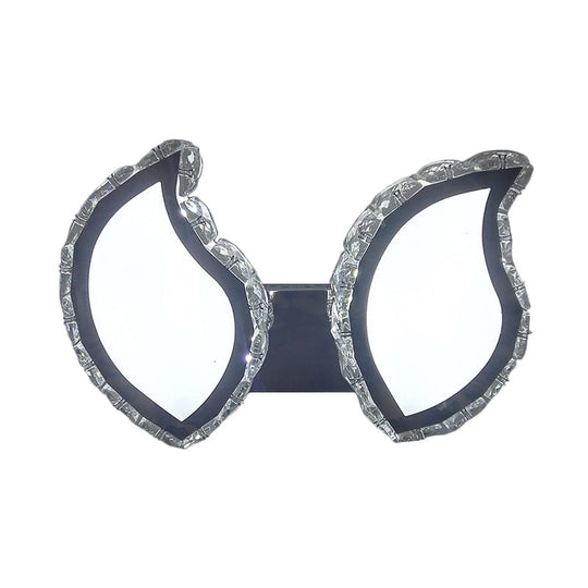 Modern Chrome Wall Sconce With Clear Crystal Led For Leaf Bedroom