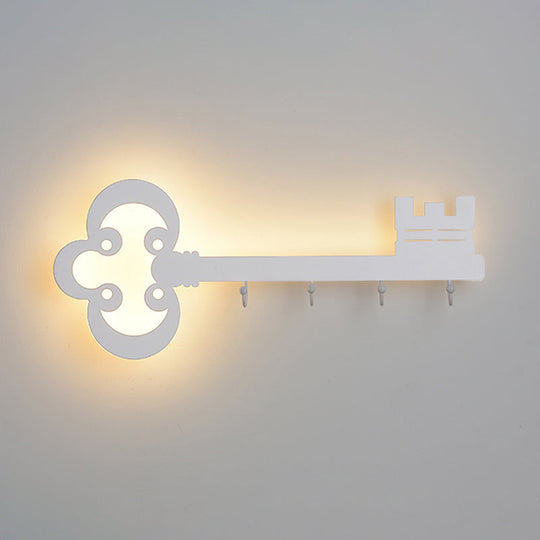 Cartoon Led Bedroom Wall Sconce Lamp With Metal Hook - Black/White/Pink
