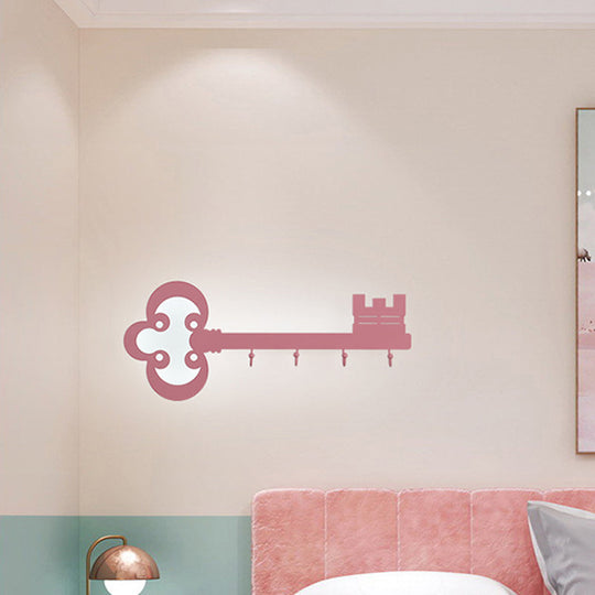 Cartoon Led Bedroom Wall Sconce Lamp With Metal Hook - Black/White/Pink